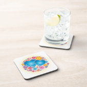 Blauer Herzschlag Untersetzer (Rechte Seite)