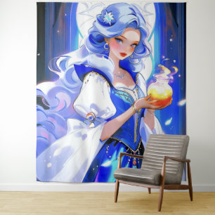 Blauer Hexenstich Halloween Wall Art Wandteppich