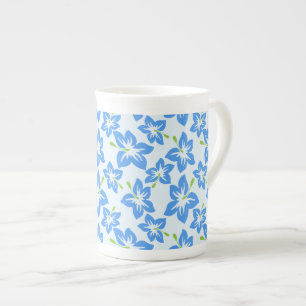 Blauer Hibiskus, Blaue Blumen, Blumenmuster Porzellantasse