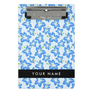 Blauer Hibiskus, Blaue Blumen, Ihr Name Mini Klemmbrett