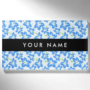 Blauer Hibiskus, Blaue Blumen, Ihr Name Namenschild