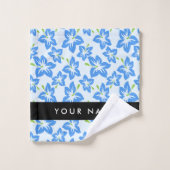 Blauer Hibiskus, Blumen, Ihr Name Badhandtuch Set (Waschlappen)