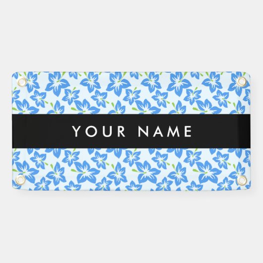 Blauer Hibiskus, Blumen, Ihr Name Banner (Horizontal)