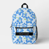 Blauer Hibiskus, Blumen, Ihr Name Bedruckter Rucksack (Vorderseite)