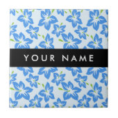 Blauer Hibiskus, Blumen, Ihr Name Fliese (Vorderseite)