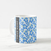 Blauer Hibiskus, Blumen, Ihr Name Kaffeetasse (Vorderseite Links)