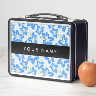 Blauer Hibiskus, Blumen, Ihr Name Metall Brotdose