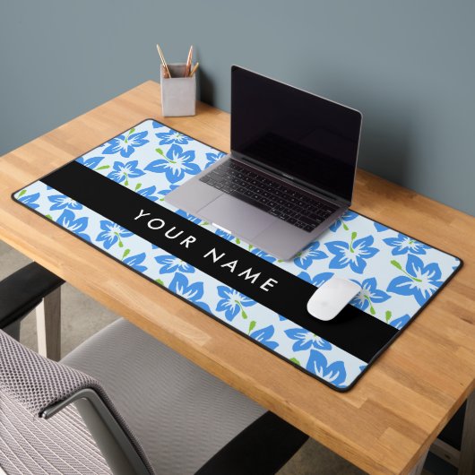 Blauer Hibiskus, Blumen, Ihr Name Schreibtischunterlage (Büro 2)