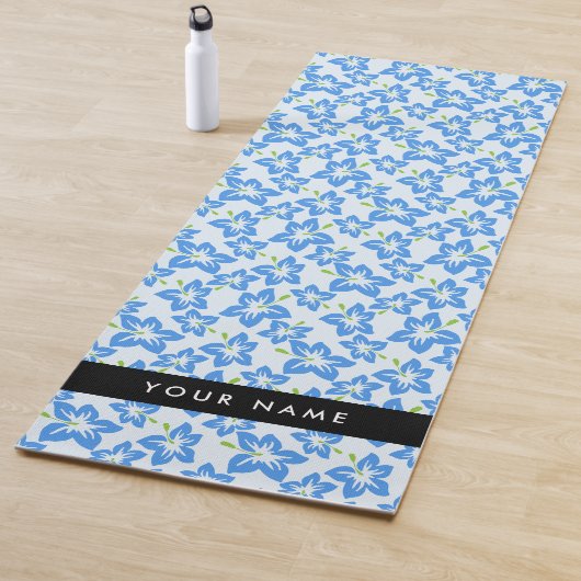 Blauer Hibiskus, Blumen, Ihr Name Yogamatte (Beispiel)