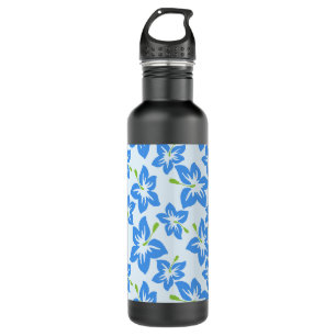Blauer Hibiskus, Blumen, Muster von Blume Edelstahlflasche