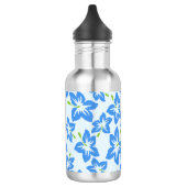 Blauer Hibiskus, Blumen, Muster von Blume Edelstahlflasche (Links)