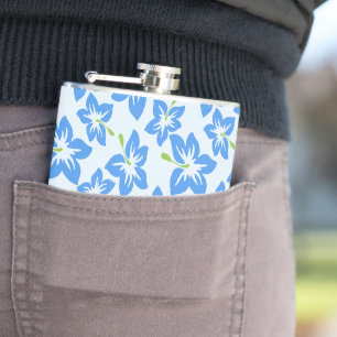 Blauer Hibiskus, Blumen, Muster von Blume Flachmann