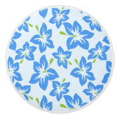 Blauer Hibiskus, Blumen, Muster von Blume Keramikknauf (Vorderseite)