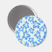 Blauer Hibiskus, Blumen, Muster von Blume Magnet (Vorderseite/Rückseite)