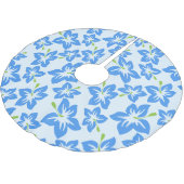 Blauer Hibiskus, Blumen, Muster von Blume Polyester Weihnachtsbaumdecke (Schrägansicht)