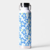 Blauer Hibiskus, Blumen, Muster von Blume Trinkflasche (Vorne)