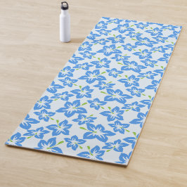Blauer Hibiskus, Blumen, Muster von Blume Yogamatte