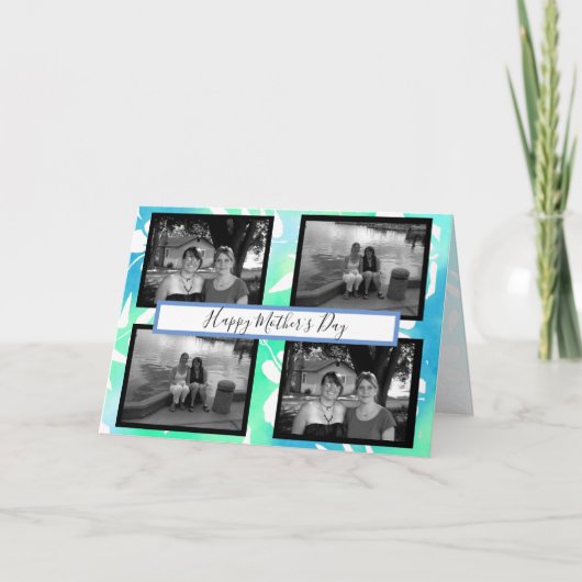 Blauer Hibiskus und Foto Muttertag Karte (Vorderseite)
