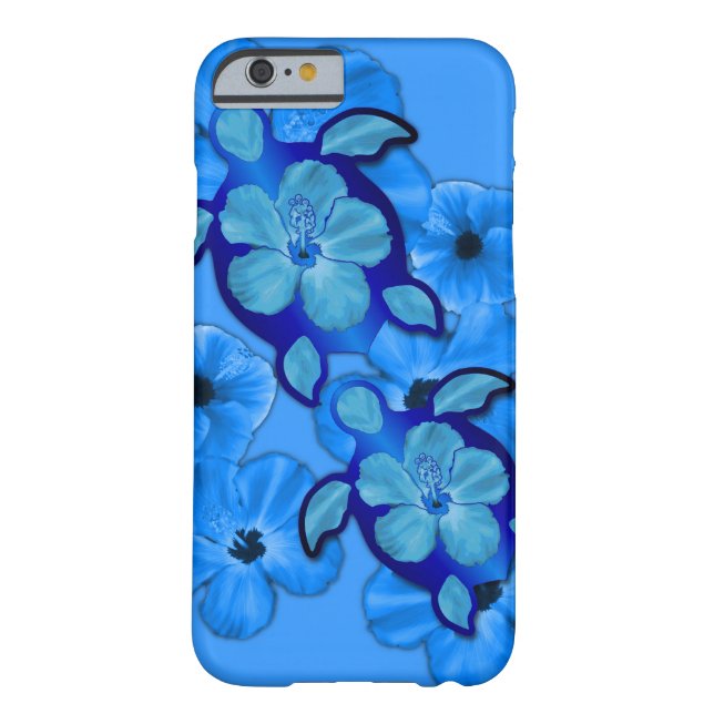 Blauer Hibiskus und Honu Schildkröten Case-Mate iPhone Hülle (Rückseite)
