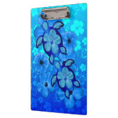 Blauer Hibiskus und Honu Schildkröten Klemmbrett (Links)