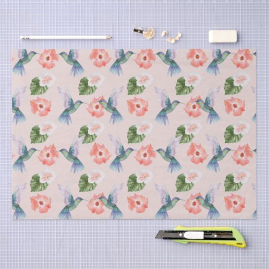 Blauer Hibiskus und Rosa Hummingbird Seidenpapier (Handwerk)