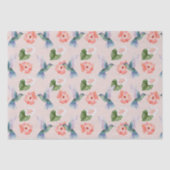 Blauer Hibiskus und Rosa Hummingbird Seidenpapier (Vorderseite)