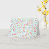 Blauer Himmel ABC & Wasserfarben-Herzen Karte (Gelbe Blume)