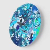 Blauer Himmel Abstrakte Kunst Große Wanduhr (Winkel)