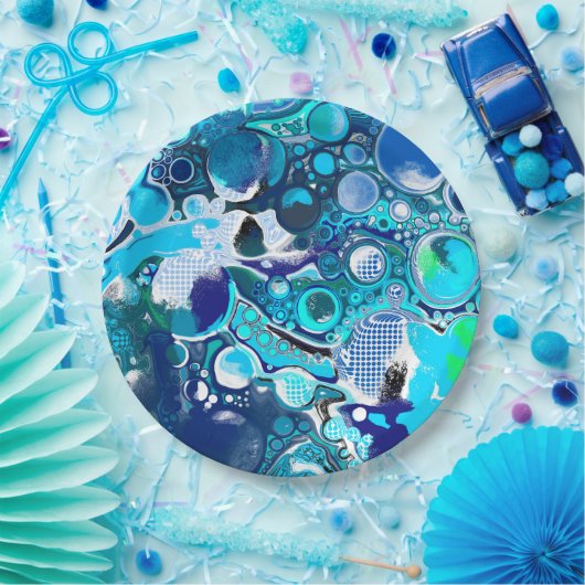 Blauer Himmel Abstrakte Kunst Pappteller (Party)