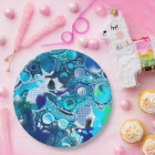 Blauer Himmel Abstrakte Kunst Pappteller (Party)