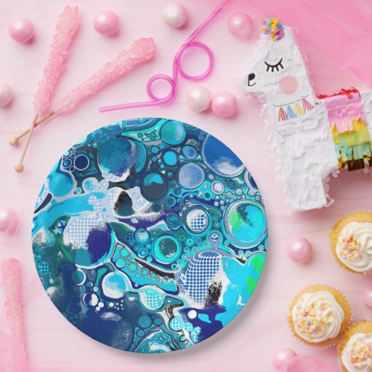 Blauer Himmel Abstrakte Kunst Pappteller (Party)