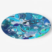 Blauer Himmel Abstrakte Kunst Pappteller (Schrägansicht)