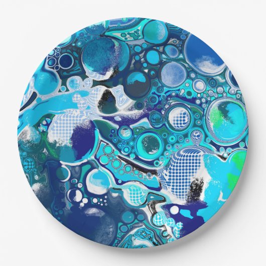 Blauer Himmel Abstrakte Kunst Pappteller (Vorderseite)