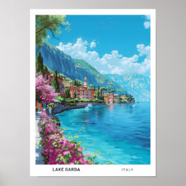 Blauer Himmel am Gardasee Italien Vintage Reise Poster