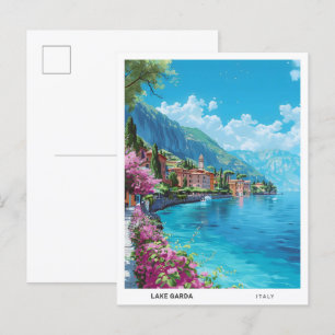 Blauer Himmel am Gardasee Italien Vintage Reise Postkarte
