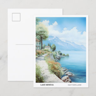 Blauer Himmel am Genfersee Schweiz Reise Postkarte