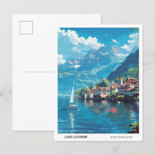 Blauer Himmel am Vierwaldstättersee Schweiz Reise Postkarte