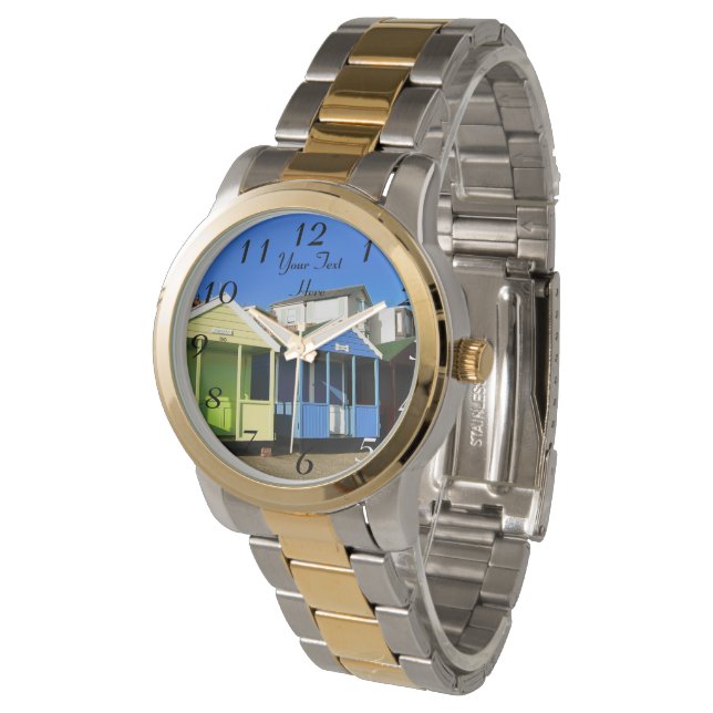 Blauer Himmel auf englischem Foto am Meer Armbanduhr (Schrägansicht)