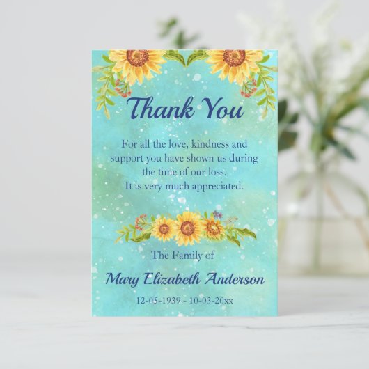 Blauer Himmel Dankeskarte (Stehend Vorderseite)