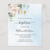 Blauer Himmel Eukalyptus Junge Taufe Einladung (Vorderseite)