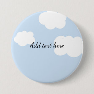 Blauer Himmel, flauschige weiße Wolken-Vorlage, Button