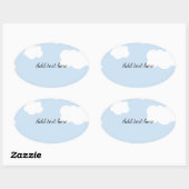 Blauer Himmel, flauschige weiße Wolken-Vorlage, Ovaler Aufkleber (Blatt)