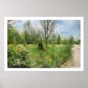 Blauer Himmel-grünes Gras-Gruß-Karte Poster