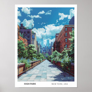 Blauer Himmel im High Park New York USA Vintage Re Poster