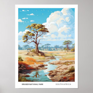 Blauer Himmel im Kruger-Nationalpark Vintage Reise Poster