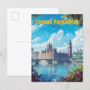 Blauer Himmel im Londoner Parlament England Vintag Postkarte