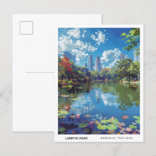 Blauer Himmel im Lumpini Park Bangkok Vintage Reis Postkarte