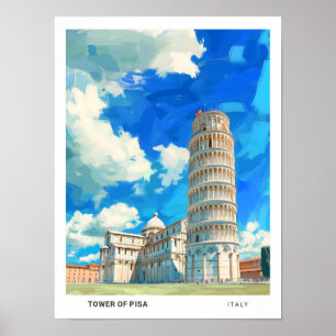 Blauer Himmel im Turm von Pisa Italien Poster