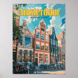 Blauer Himmel in Amsterdam Niederlande Vintage Rei Poster