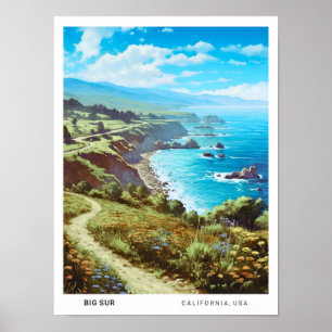 Blauer Himmel in Big Sur Kalifornien USA Vintage R Poster